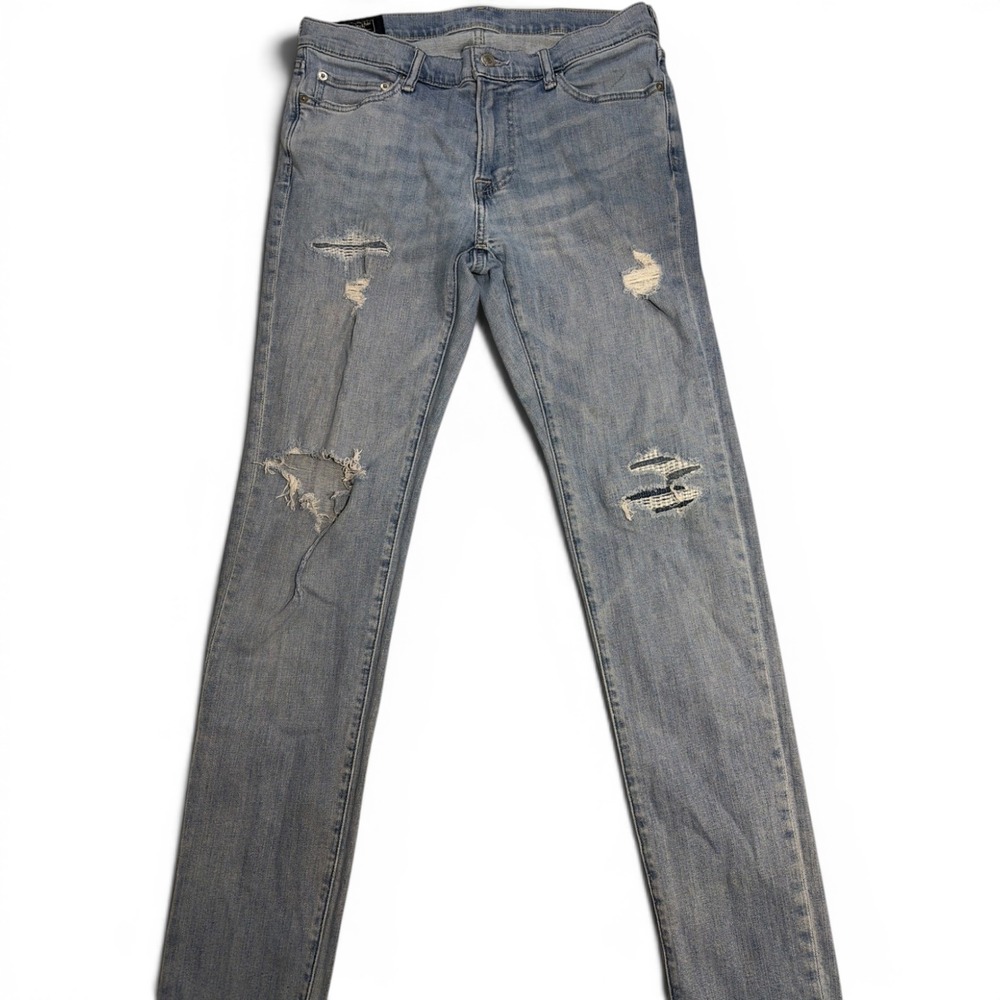 Abercrombie & Fitch Felix Super Slim Distressed Light Wash Jeans Mens 32x34